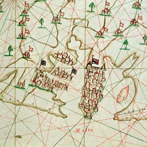 The Port of La Valletta, from a nautical atlas, 1646 (ink on vellum) (detail from 330944)