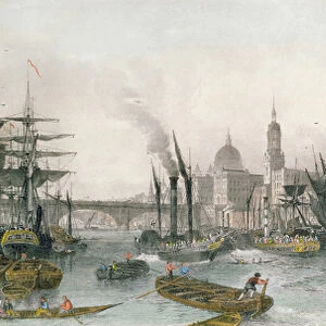 The Port of London (colour engraving)