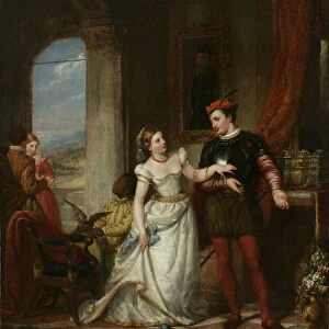 Portia and Bassanio-from the "Merchant of Venice", 1865 (oil on canvas)