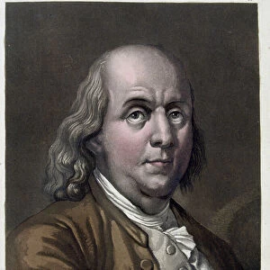 Portrait of Benjamin Franklin, American politician and physicist (1706-1790) - in "