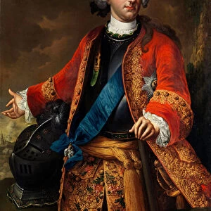 "Portrait de Charles Ier de Brunswick Wolfenbuttel (Portrait of Charles I, Duke of Brunswick-Wolfenbuettel (1713-1780)) Peinture de Johann Conrad Eichler (1688-1748) - avant 1746 - Oil on canvas Dim 126x87 cm - Private Collection