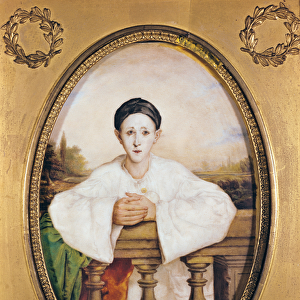 Portrait of Gaspard Deburau (1796-1846) as Pierrot, c. 1815 (oil on porcelain)