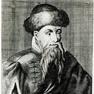 Portrait of Johannes Gutenberg (engraving) (b / w photo)