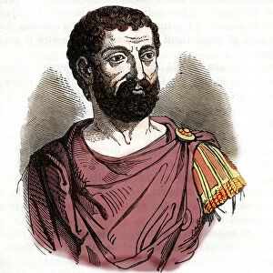 Portrait of King of the Vandals Huneric (died 484) (Vandal king Huneric or Hunneric or Honeric) drawing from "I misteri del vaticano" by Franco Mistrali 1843