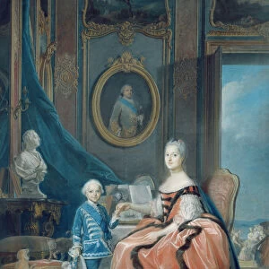 Portrait of Marie-Josephe de Saxe (1731-67) Dauphine of France and her son Louis