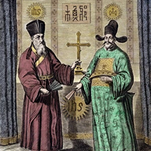 Portrait of Matteo Ricci (left), Italian Jesuite and Paul Ly