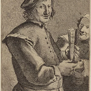 Portrait of a smiling young man (engraving)