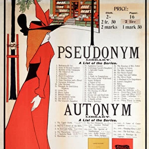 Poster for The Pseudonym and Autonym Libraries (colour litho, 1897)