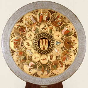 Prague astronomical clocks calendar plate (oil on copper plate)