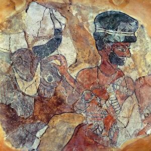 A priest leading a bull to sacrifice, from the Palace of Zimri-Lim, Mari