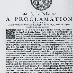 A Proclamation by the Parliament for the Discovery and Apprehending of Charles Stuart