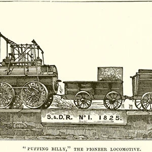 "Puffing Billy, "The Pioneer Locomotive (engraving)