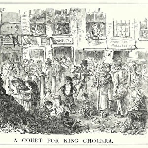 Punch cartoon: A Court for King Cholera (engraving)