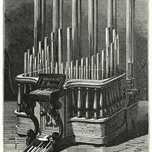 Pyrophone, musical instrument invented by Georges Frederic Eugene Kastner in c1870 (litho)