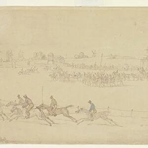A Race of the Knavesmire at York (pen & ink with w / c on paper)