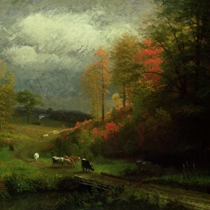 Rainy Day in Autumn, Massachusetts, 1857 (oil on canvas laid on panel)