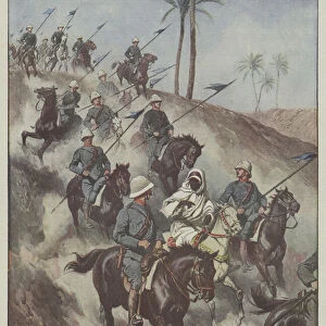 During a reconnaissance beyond Ain-Zara, the Florence Lancers discover the enemy and return... (colour litho)