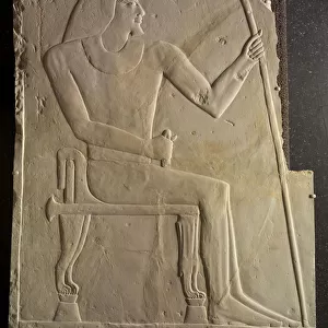 Relief of Nyankhnesut Seated, from Saqqara, c. 2311-2281 BC (painted limestone)