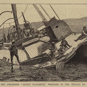 Remains of the Steamship "Queen Elizabeth, "wrecked in the Straits of Gibraltar (engraving)