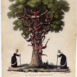 Representation of Benevent walnut, witches and demons of the legend that inspired