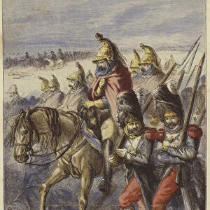 The retreat from Moscow (colour litho)