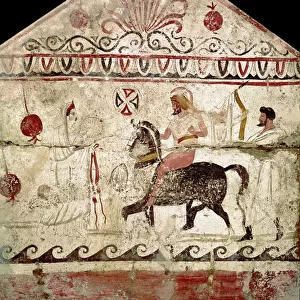 The return of the victorious warrior Lucanian fresco from the 4th century BC