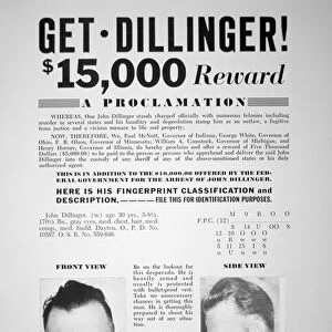 Reward poster for John Dillinger, 1933 (print)