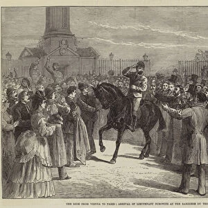 The Ride from Vienna to Paris, Arrival of Lieutenant Zubowitz at the Barriere du Trone (engraving)