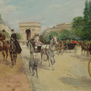 Riders and Carriages on the Avenue du Bois, 1910 (oil on canvas)