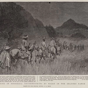 The Rising in Rhodesia, Reconnoitring by Night in the Selundi Range (engraving)