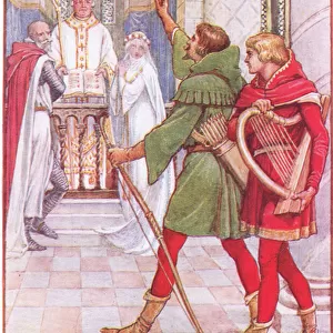 Robin Hood and Alan-a-Dale, c. 1920 (colour litho)