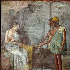 Roman Art: "Danae and his son Persee are found by fishermen on the beach of