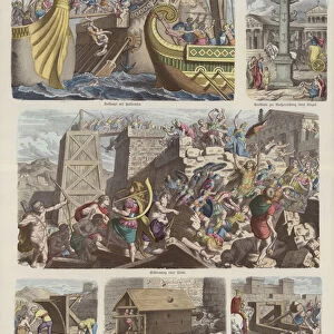 The Romans (coloured engraving)