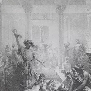 In Rome, c67, Lucifer salutes the dead man, Scene 6 from Imre Madachs poem The Tragedy of Man (engraving)