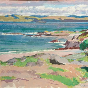 Ross of Mull from Traigh Mhor, Iona (oil on board)
