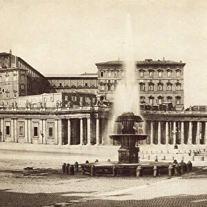 S Peters Square and Vatican Palace (b / w photo)