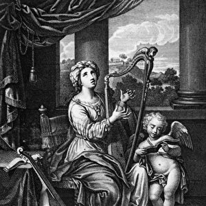 Saint Cecile, Patron Saint of Musicians (engraving)