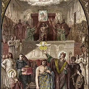 Saint Remigius baptizes Clovis in Reims - The baptism of the King of the Francs Clovis I