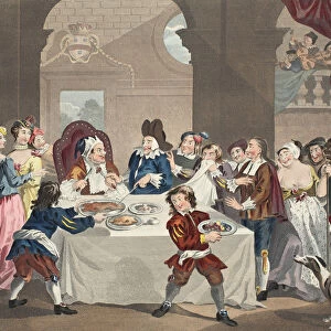 Sancho at the Feast Starved by his Physician, illustration from Hogarth Restored