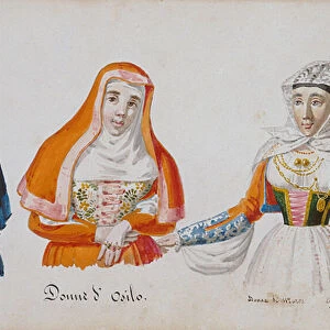 Sardinian costumes from Osilo and Milis, print ms. 258, Luzzetti Collection