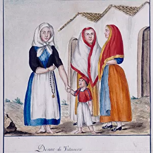 Sardinian costumes of Villanova, printed ms. 258, Luzzetti Collection