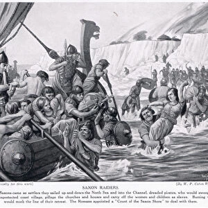 Saxon Raiders, illustration from Hutchinsons History of the Nations, c