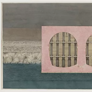 Section of Thames Tunnel with overlay (over), c. 1818-39 (watercolour on paper)