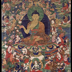 Shakyamuni Buddha - Tibetan culture - 18th century - Mineral Pigment on Cotton - 70