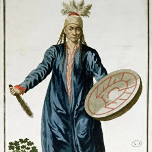 A Shaman from Krasnoiarsk, 18th century (coloured engraving)