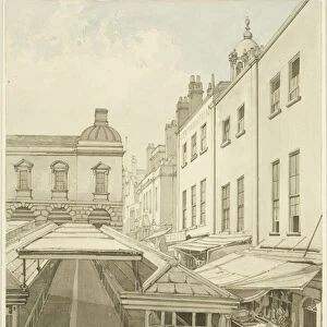 The Shambles Market between St. Nicholas Street and The Exchange (pencil & w / c on paper)