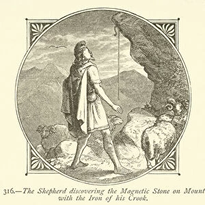 The Shepherd discovering the Magnetic Stone on Mount Ida with the Iron of his Crook (engraving)