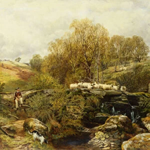 A Shepherd and his Sheep by A Stream, 1863 (oil on canvas)