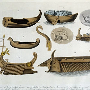 Ships of Ancient Greece in "The Old and Modern Costume"by Jules Ferrario, 1819-1820