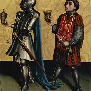 Sibbecai and Benaiah from the Heilspiegel Altarpiece, c. 1435 (mixed media on oak panel)